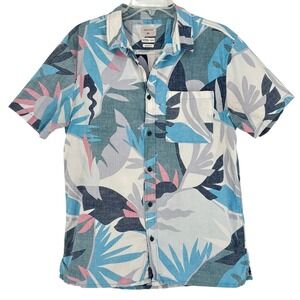 Quiksilver Tropical Floral Short Sleeve Button Up Shirt Mens M Modern Fit
